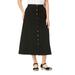 Plus Size Women's Perfect Cotton Button Front Skirt by Woman Within in Black (Size 26 WP)