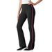 Plus Size Women's Stretch Cotton Side-Stripe Bootcut Pant by Woman Within in Black Raspberry Sorbet (Size L)