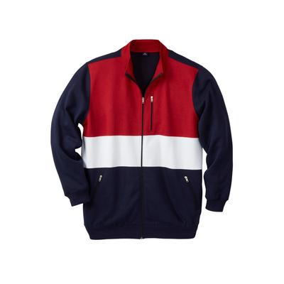 Men's Big & Tall Full-Zip Fleece Jacket by KingSize in Navy Colorblock (Size XL)