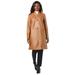 Plus Size Women's Leather Swing Coat by Jessica London in Cognac (Size 20) Leather Jacket
