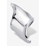 Women's Platinum-Plated Free Form Diagonal Ring by PalmBeach Jewelry in White (Size 6)