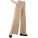 Plus Size Women's Wide-Leg Soft Knit Pant by Roaman's in New Khaki (Size L) Pull On Elastic Waist