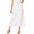 Plus Size Women's Complete Cotton A-Line Skirt by Roaman's in White Denim (Size 16 W) 100% Cotton Long Length