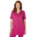 Plus Size Women's 7-Day Short-Sleeve Baseball Tunic by Woman Within in Raspberry (Size 26/28)