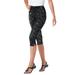 Plus Size Women's Stretch Cotton Printed Capri Legging by Woman Within in Black Batik Floral (Size 2X)