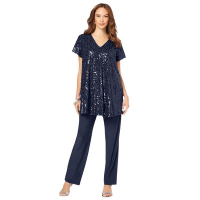 Plus Size Women's Sequin Tunic & Pant Set by Roama...