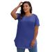 Plus Size Women's Crisscross-Back Ultimate Tunic by Roaman's in Ultra Blue (Size 22/24) Long Shirt