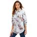 Plus Size Women's Long-Sleeve Kate Big Shirt by Roaman's in White Mixed Flowers (Size 32 W) Button Down Shirt Blouse