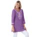 Plus Size Women's Embroidered Knit Tunic by Woman Within in Pretty Violet (Size 14/16)