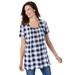 Plus Size Women's A-Line Knit Tunic by Woman Within in Navy Buffalo Plaid (Size L)