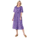 Plus Size Women's Button-Front Essential Dress by Woman Within in Radiant Purple Pretty Blossom (Size 6X)