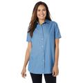 Plus Size Women's Short-Sleeve Denim Shirt by Woman Within in Light Stonewash (Size 3X)