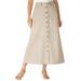 Plus Size Women's Perfect Cotton Button Front Skirt by Woman Within in Natural Khaki (Size 32 WP)