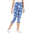 Plus Size Women's Stretch Cotton Printed Capri Legging by Woman Within in Blue Tie-dye (Size 6X)