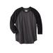 Men's Big & Tall Crewneck Raglan Tee by Liberty Blues® in Heather Black (Size 3XL)