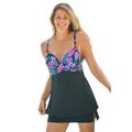 Plus Size Women's Bra-Sized Cross-Front Tankini Top by Swim 365 in Black Paradise Floral (Size 40 DDD)