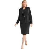 Plus Size Women's 2-Piece Stretch Crepe Single-Breasted Jacket Dress by Jessica London in Black (Size 28 W) Suit