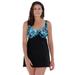 Plus Size Women's Print Bodice Swimdress by Swim 365 in Turq Waves (Size 22)