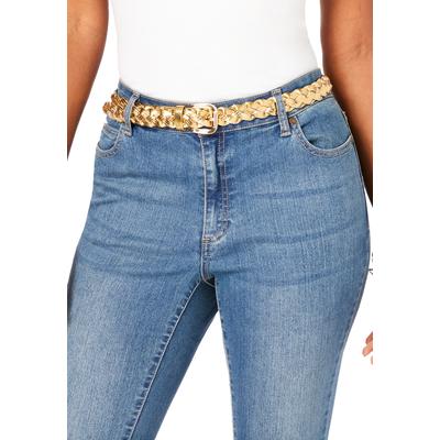 Women's Metallic Braided Belt by Accessories For All in Gold (Size L)