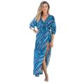 Plus Size Women's Faux-Wrap Swim Cover Up by Swim 365 in Multi Dot Animal (Size 14/16)