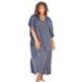 Plus Size Women's V-Neck Swim Caftan by Swim 365 in Navy Silver Dots (Size 18/20) Swimsuit Cover Up