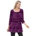 Plus Size Women's Tie-Dye Smocked Square-Neck Tunic by Woman Within in Plum Purple Tie Dye (Size 30/32)