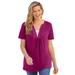 Plus Size Women's Crochet Layered-Look Tee by Woman Within in Raspberry (Size 4X)