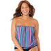 Plus Size Women's Bandeau Blouson Tankini Top by Swimsuits For All in Multi Stripe (Size 16)