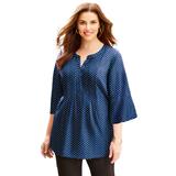 Plus Size Women's GEORGETTE PINTUCK BLOUSE by Catherines in Blue Dot (Size 0X)