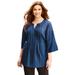 Plus Size Women's GEORGETTE PINTUCK BLOUSE by Catherines in Blue Dot (Size 0X)