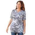 Plus Size Women's Ethereal Tee by Catherines in Black White Print (Size 2X)