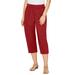 Plus Size Women's Stretch Knit Waist Cargo Capri by Catherines in Red (Size 1X)