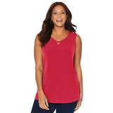 Plus Size Women's Crisscross Timeless Tunic Tank by Catherines in Red (Size 3X)