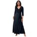 Plus Size Women's Pullover Wrap Knit Maxi Dress by The London Collection in Black (Size 28 W)