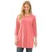 Plus Size Women's Perfect Three-Quarter-Sleeve Scoopneck Tunic by Woman Within in Sweet Coral (Size L)