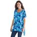 Plus Size Women's Sharkbite trapeze tunic by Woman Within in Bright Cobalt Tie-dye (Size 5X)