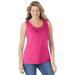 Plus Size Women's Beaded Tank Top by Woman Within in Raspberry Sorbet (Size L)