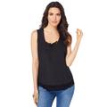 Plus Size Women's Lace Trim Satin Tank by Denim 24/7 in Black (Size 24 W)