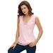 Plus Size Women's Lace Trim Satin Tank by Denim 24/7 in Soft Blush (Size 28 W)