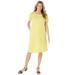 Plus Size Women's Perfect Short-Sleeve Crewneck Tee Dress by Woman Within in Primrose Yellow (Size 4X)