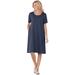 Plus Size Women's Perfect Short-Sleeve Crewneck Tee Dress by Woman Within in Navy (Size L)