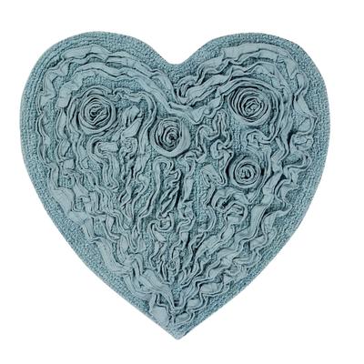 Bellflower Heart Bath Rug by Home Weavers Inc in Blue