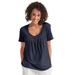 Plus Size Women's Crochet-Trim Knit Top by Woman Within in Navy (Size 14/16) Shirt