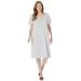 Plus Size Women's Perfect Short-Sleeve Crewneck Tee Dress by Woman Within in Heather Grey (Size 3X)