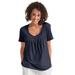 Plus Size Women's Crochet-Trim Knit Top by Woman Within in Navy (Size 34/36) Shirt