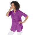 Plus Size Women's Pintucked Button Down Gauze Shirt by Woman Within in Purple Magenta (Size M)