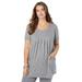 Plus Size Women's Two-Pocket Soft Knit Tunic by Roaman's in Medium Heather Grey (Size S) Long T-Shirt
