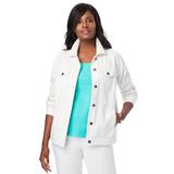 Plus Size Women's Classic Cotton Denim Jacket by Jessica London in White (Size 34) 100% Cotton Jean Jacket