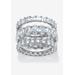 Women's Platinum Plated 3-Piece Stackable Engagement Ring by PalmBeach Jewelry in Cubic Zirconia (Size 6)