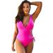 Plus Size Women's Cut Out One Piece Swimsuit by Swimsuits For All in Chill Pink (Size 4)